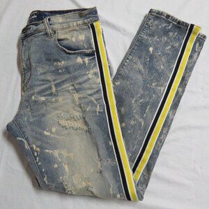 36 x 32 Blue Decibel Men's Skinny Leg Jeans Destroyed Denim